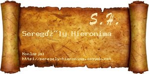 Seregély Hieronima névjegykártya